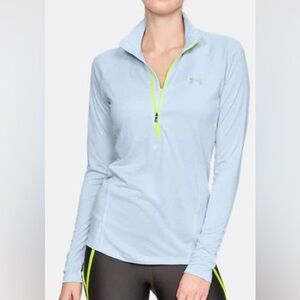 Under Armour HeatGear 1/4 Zip Pullover Light Blue Neon Zip Women’s Medium‎